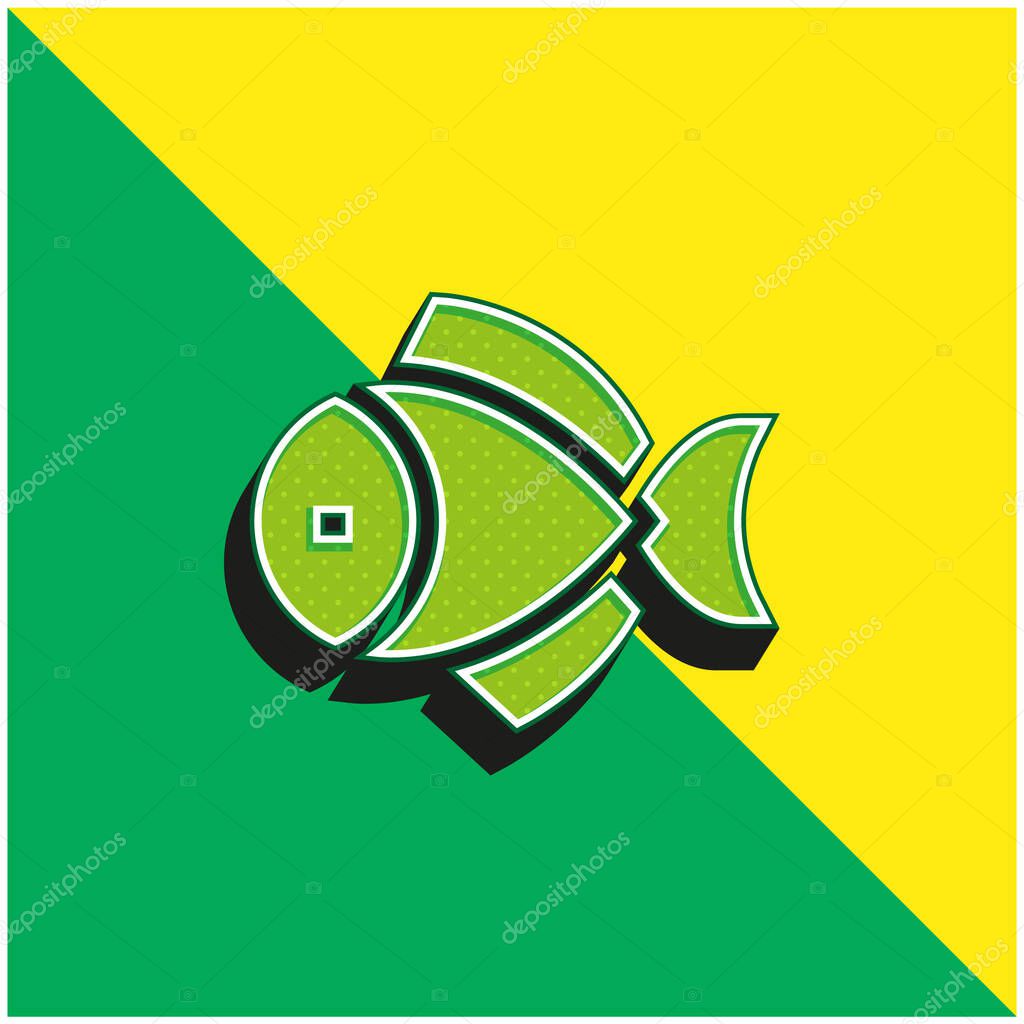 Big Fish Green and yellow modern 3d vector icon logo