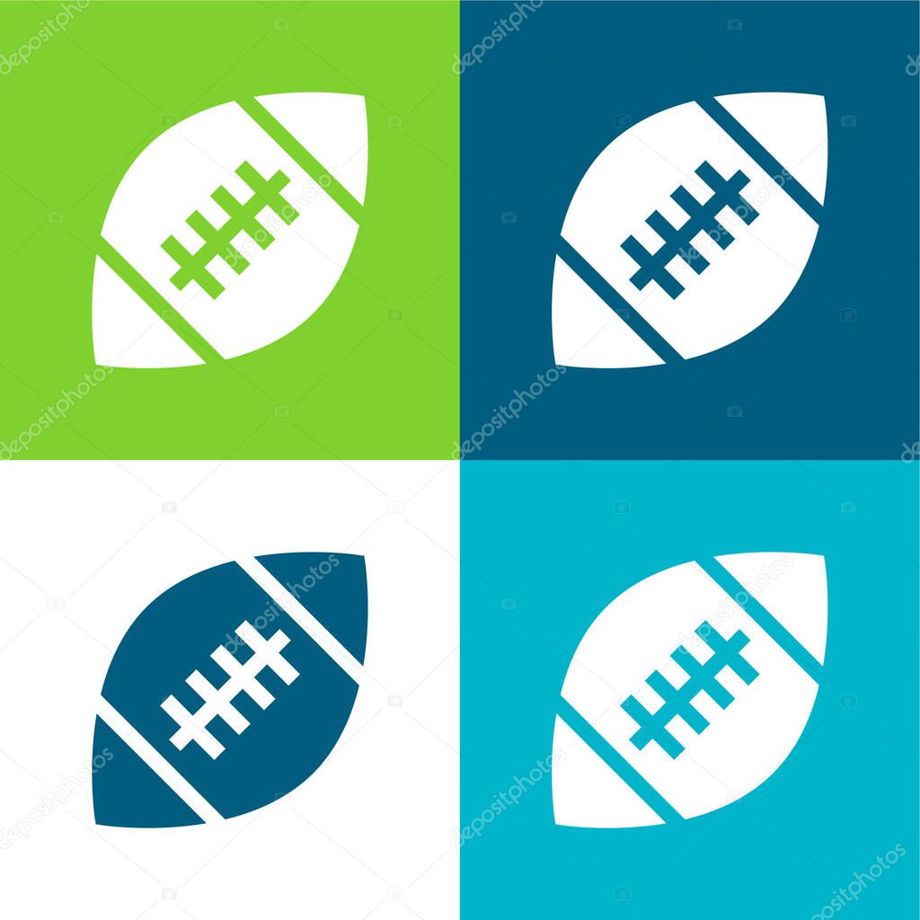 American Football Flat four color minimal icon set
