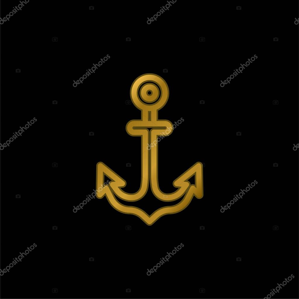 Anchor gold plated metalic icon or logo vector