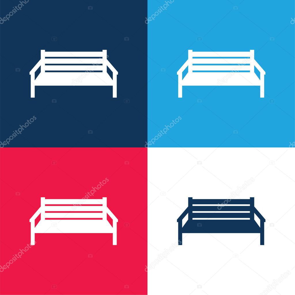 Bench blue and red four color minimal icon set