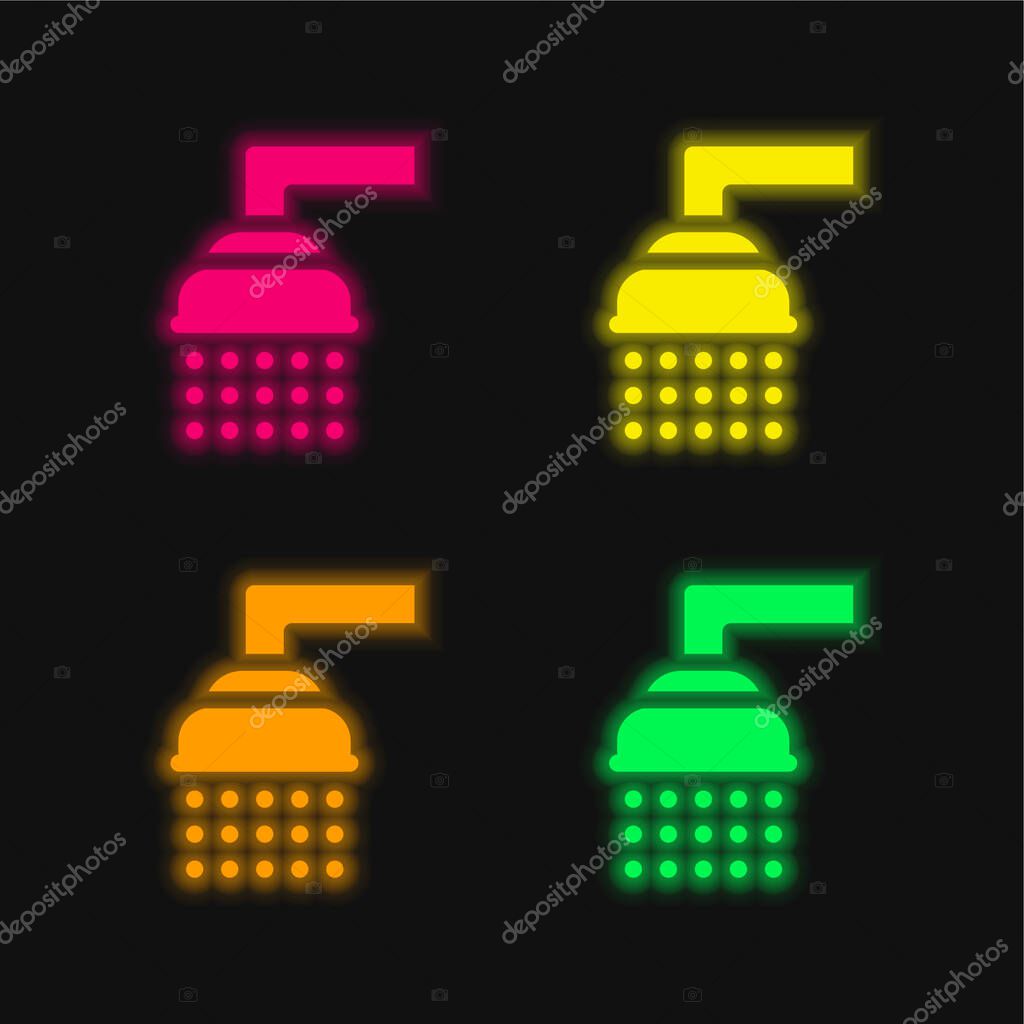 Bathroom four color glowing neon vector icon