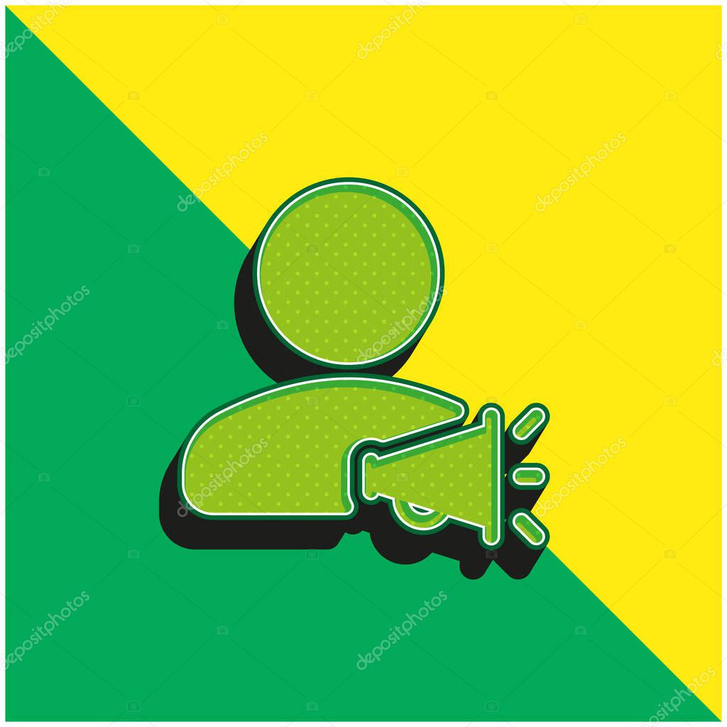 Announcer Green and yellow modern 3d vector icon logo