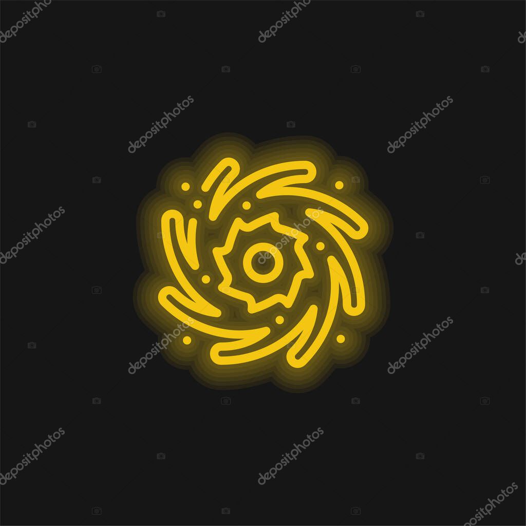 Black Hole yellow glowing neon icon