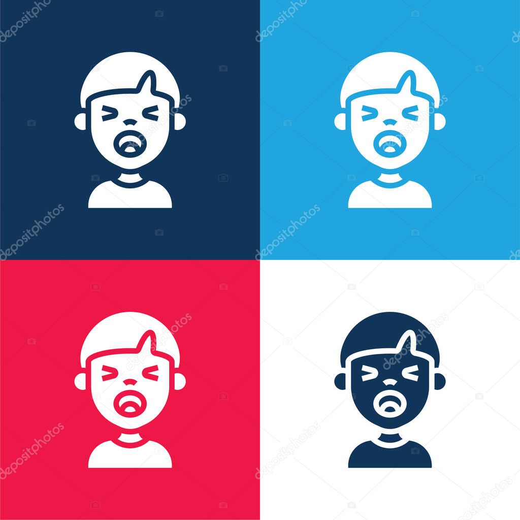 Boy blue and red four color minimal icon set