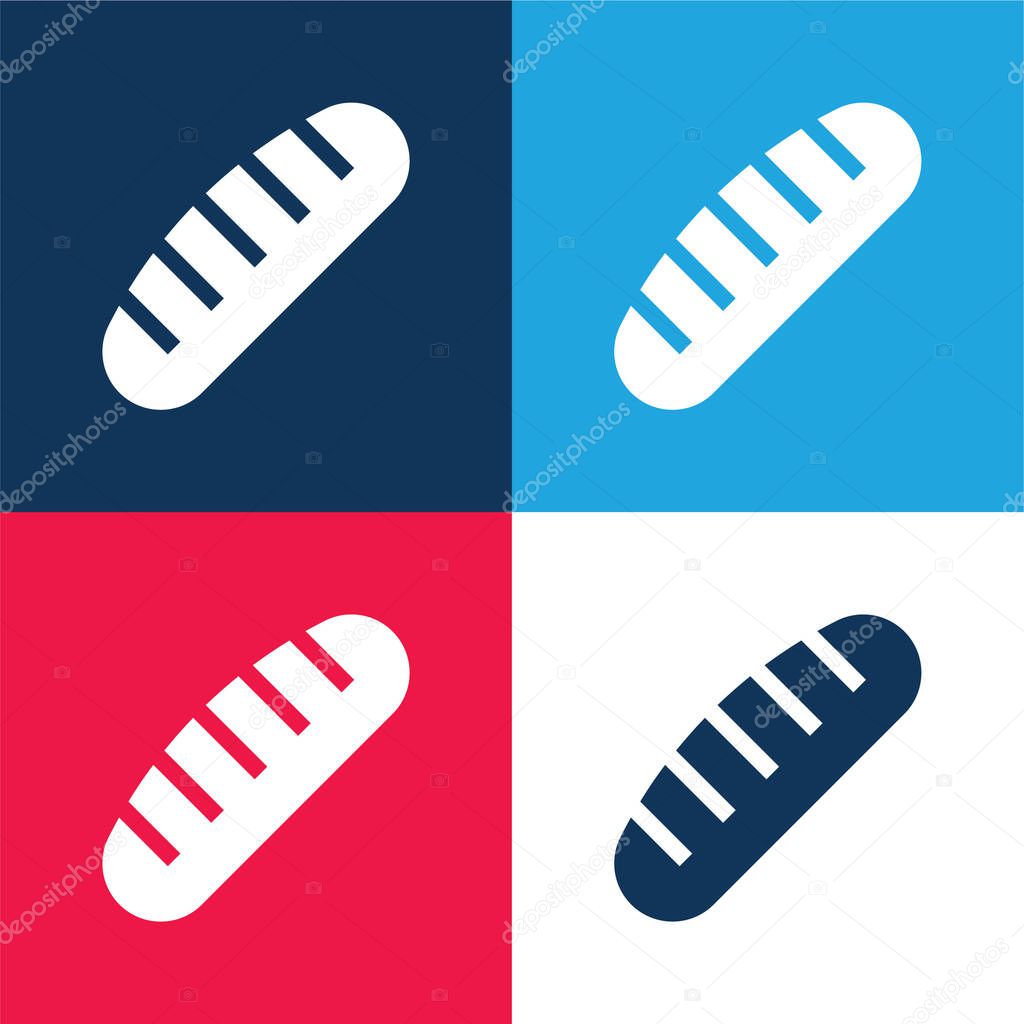 Bread blue and red four color minimal icon set