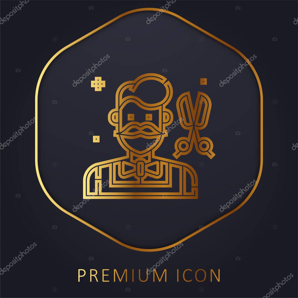 Barber golden line premium logo or icon