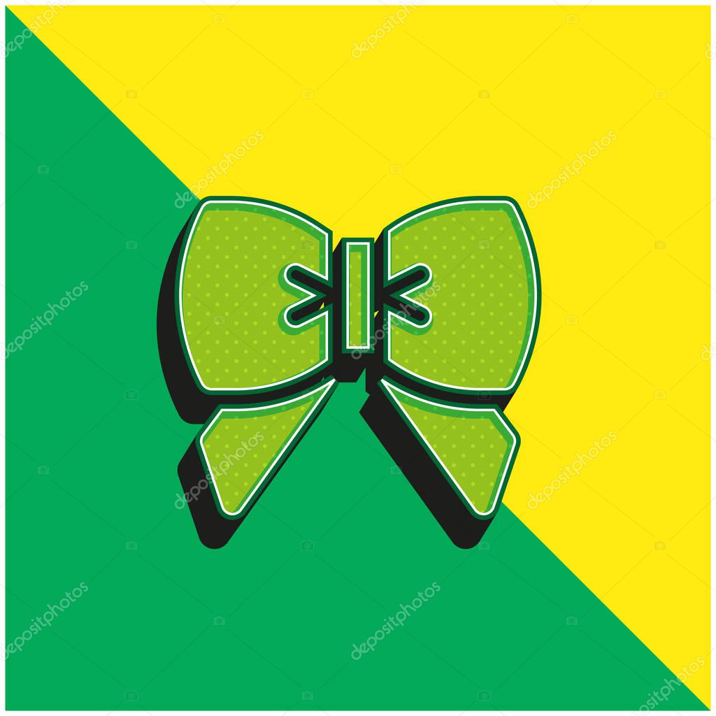 Bow Green and yellow modern 3d vector icon logo