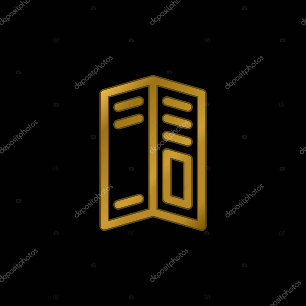Big Brochure gold plated metalic icon or logo vector