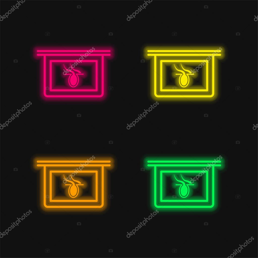 Body Part X Ray Internal Vision four color glowing neon vector icon