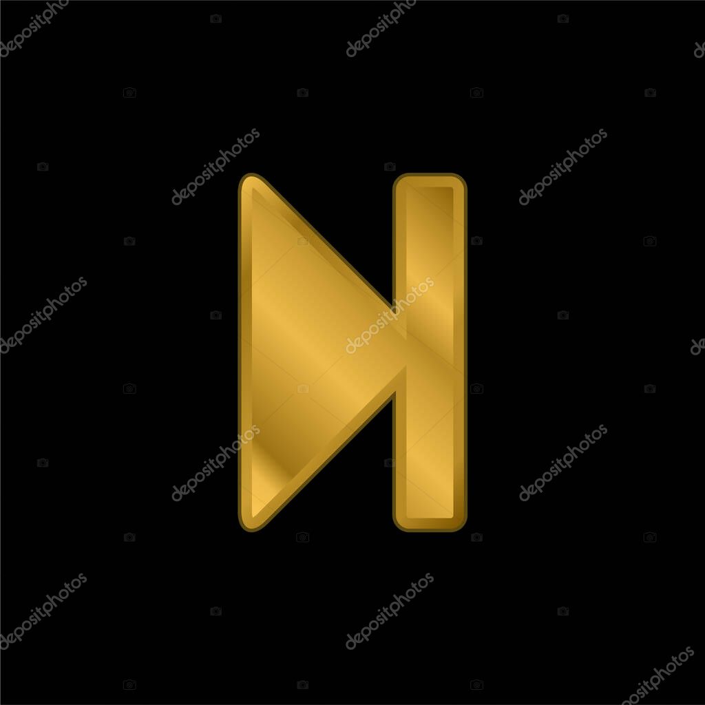 Advance Button gold plated metalic icon or logo vector