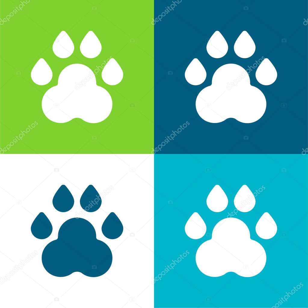 Animal Track Flat four color minimal icon set