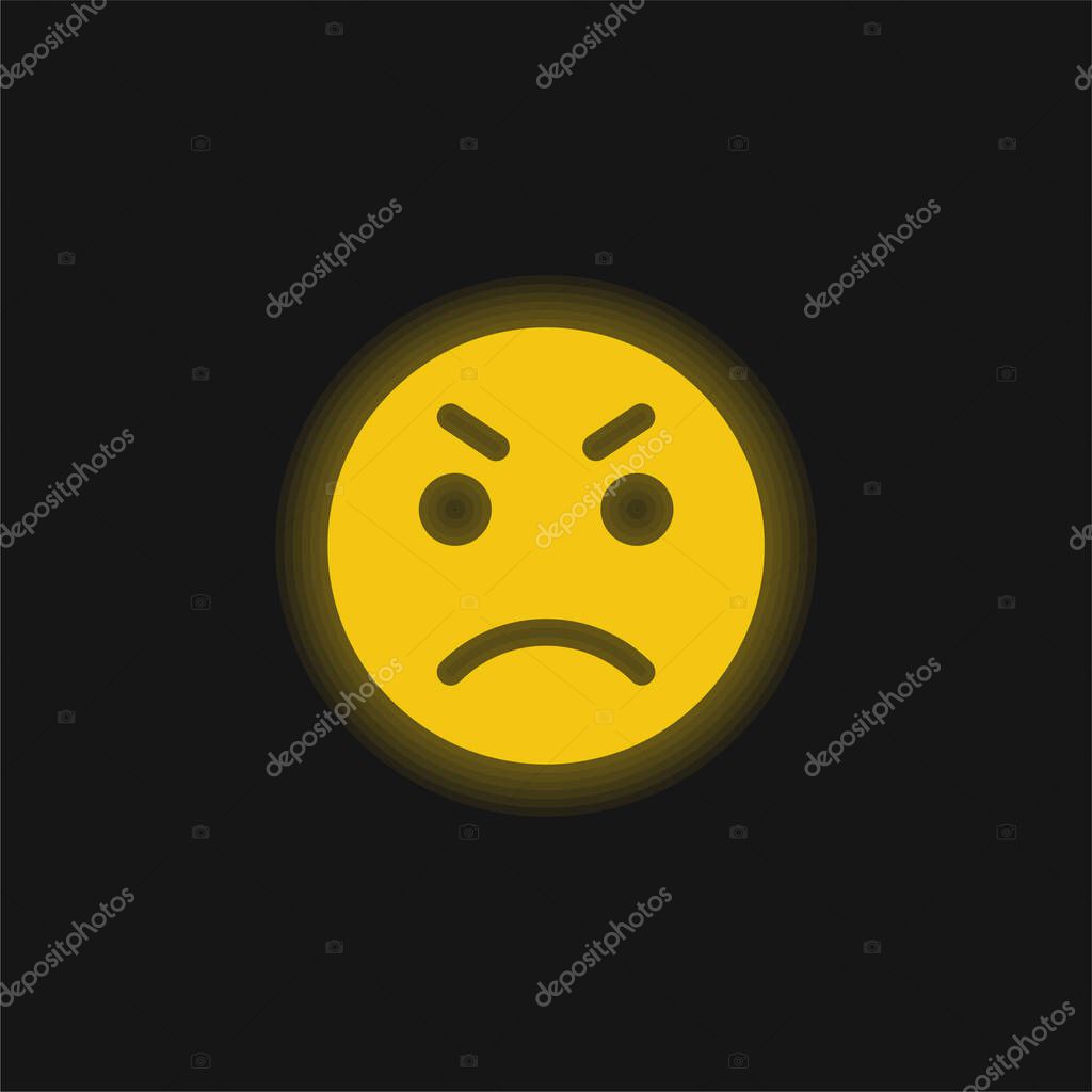 Anger yellow glowing neon icon