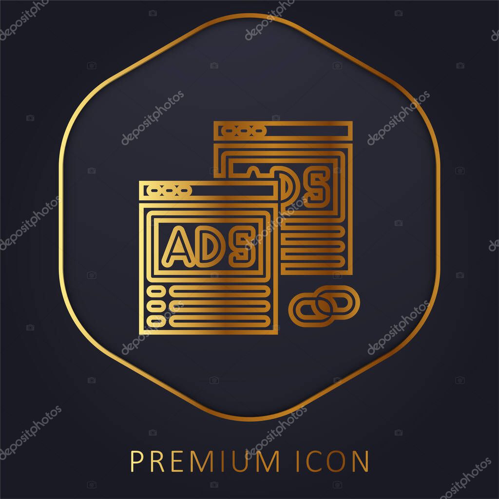 Advertising golden line premium logo or icon