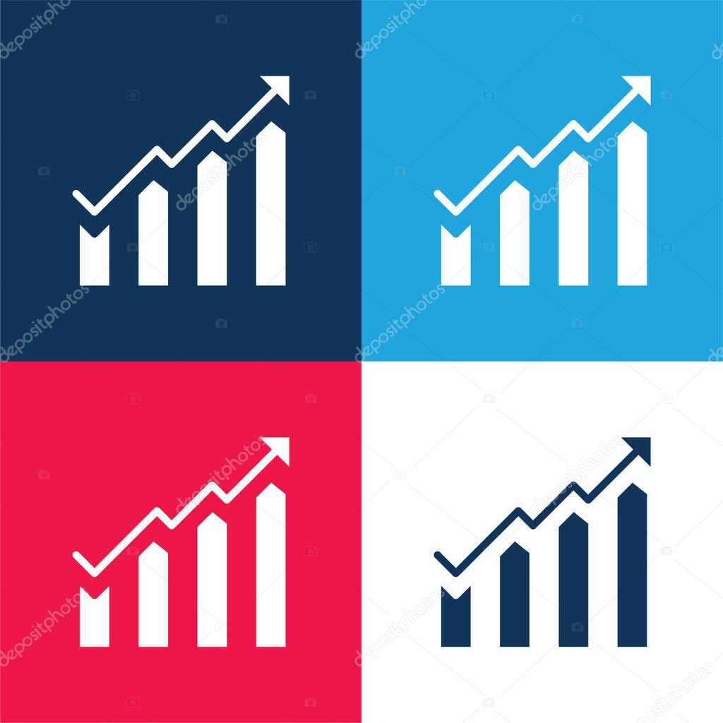 Bar Chart blue and red four color minimal icon set