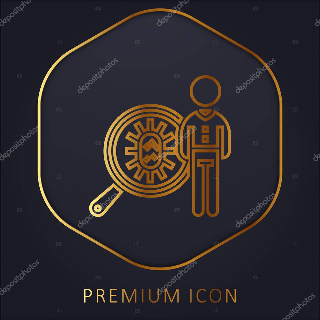 Bacteria golden line premium logo or icon