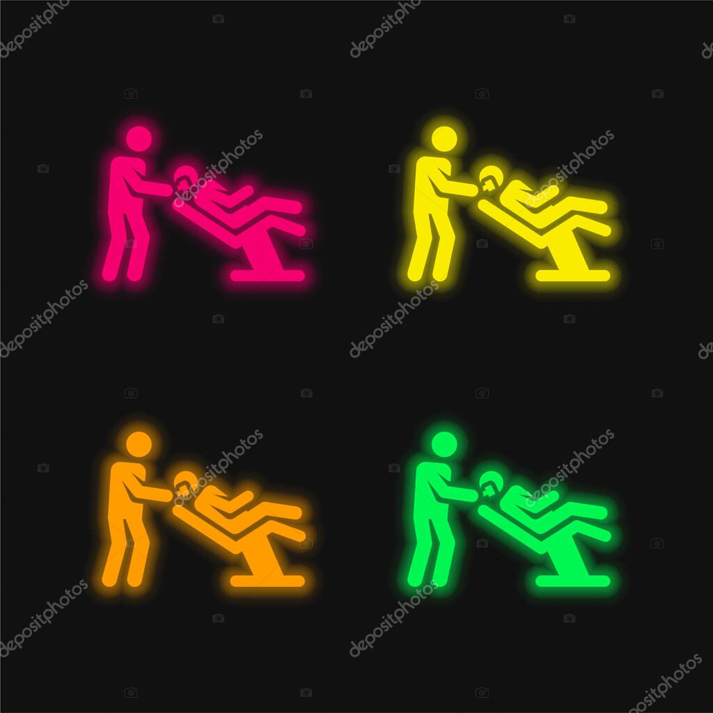 Barber four color glowing neon vector icon