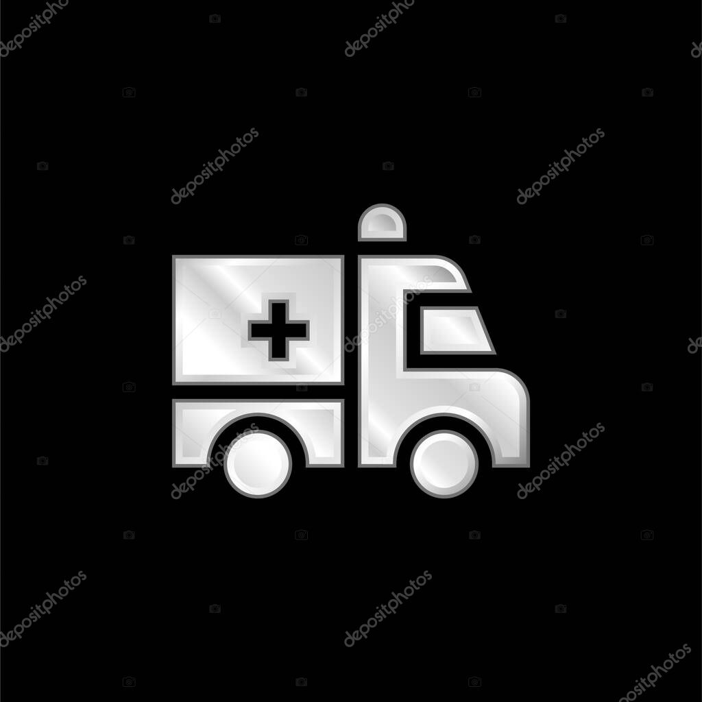 Ambulance silver plated metallic icon