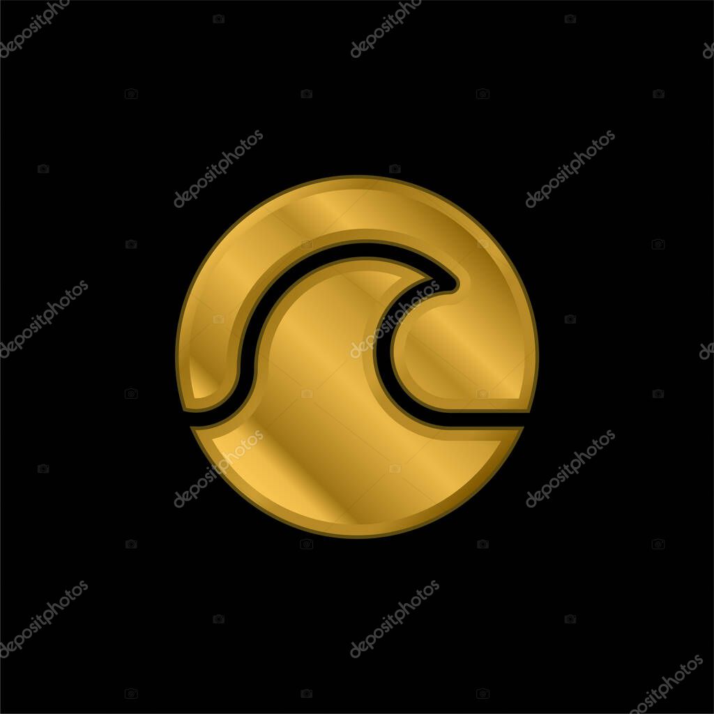 Beach gold plated metalic icon or logo vector