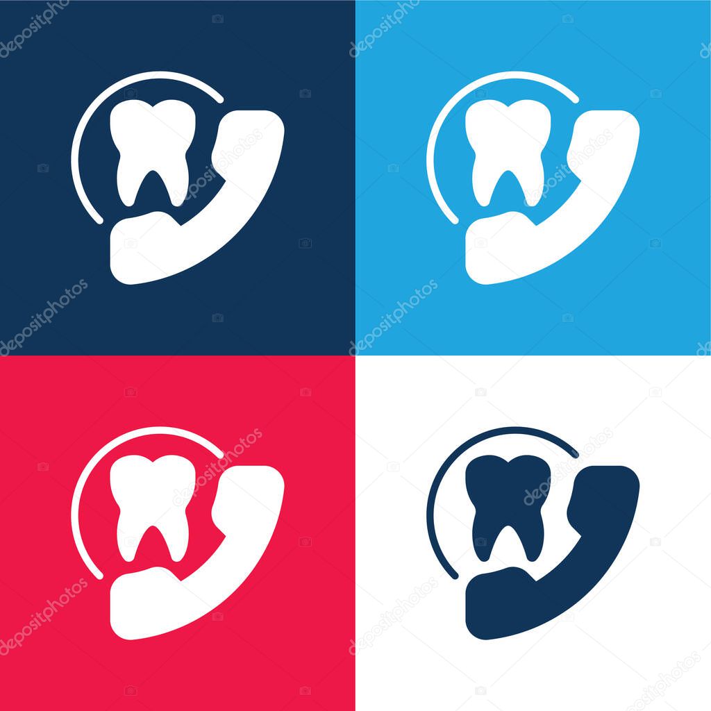 Appointment blue and red four color minimal icon set