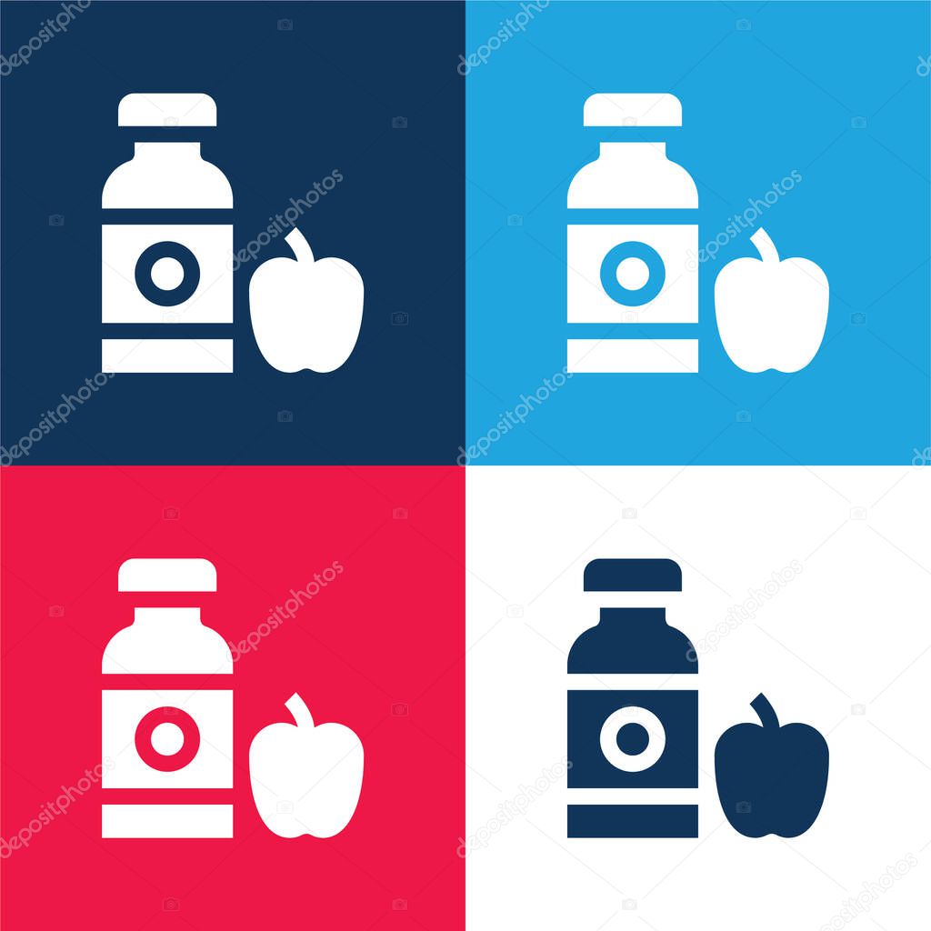 Apple Juice blue and red four color minimal icon set
