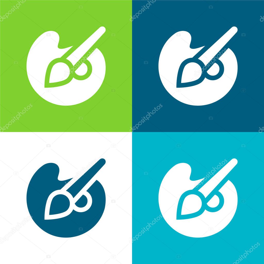 Art Flat four color minimal icon set