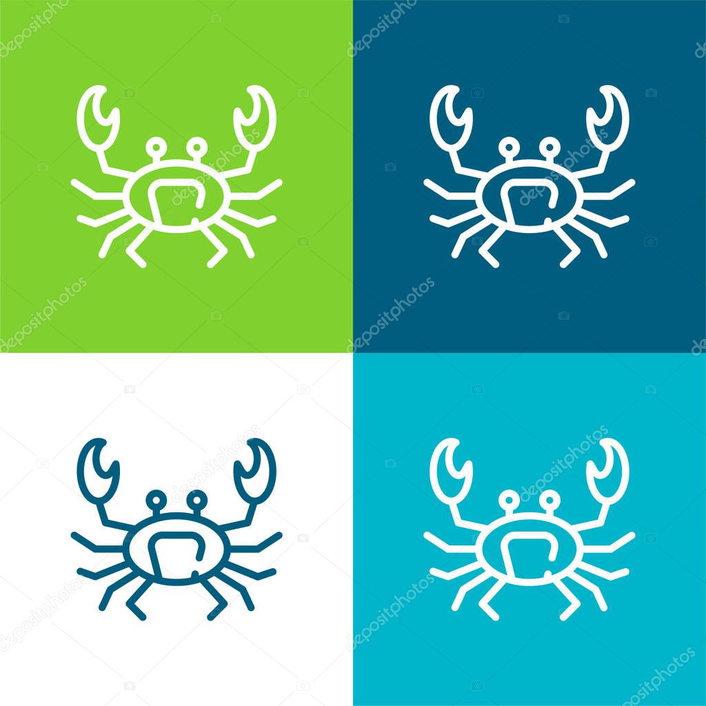 Beach Flat four color minimal icon set