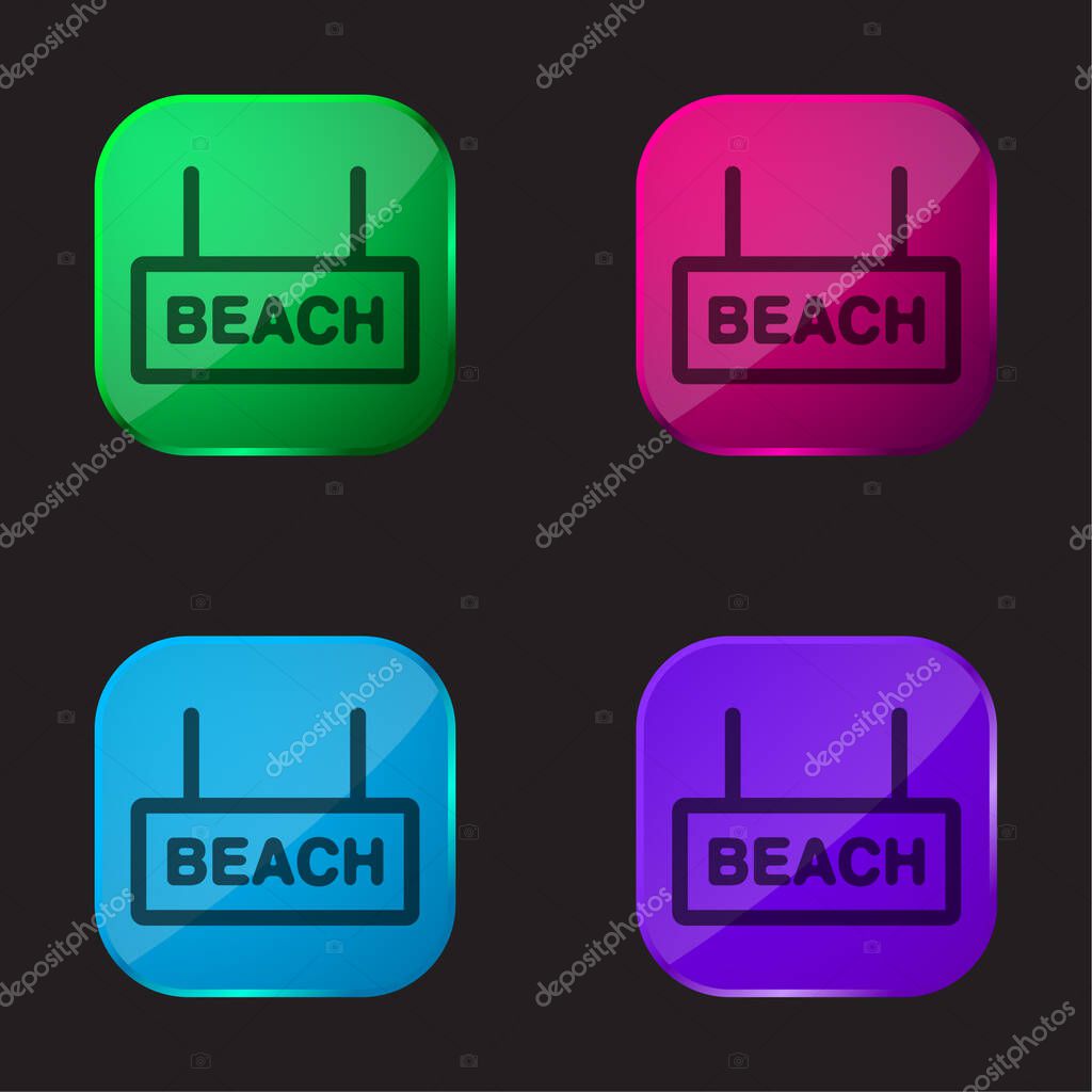 Beach Signal four color glass button icon