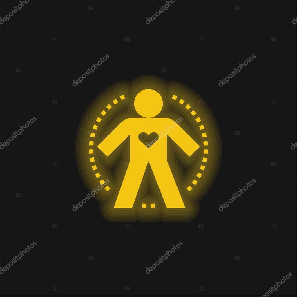 Body yellow glowing neon icon