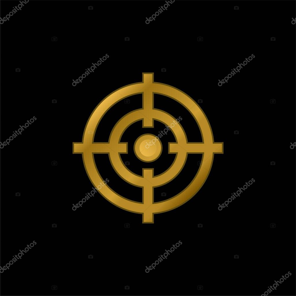 Aim gold plated metalic icon or logo vector