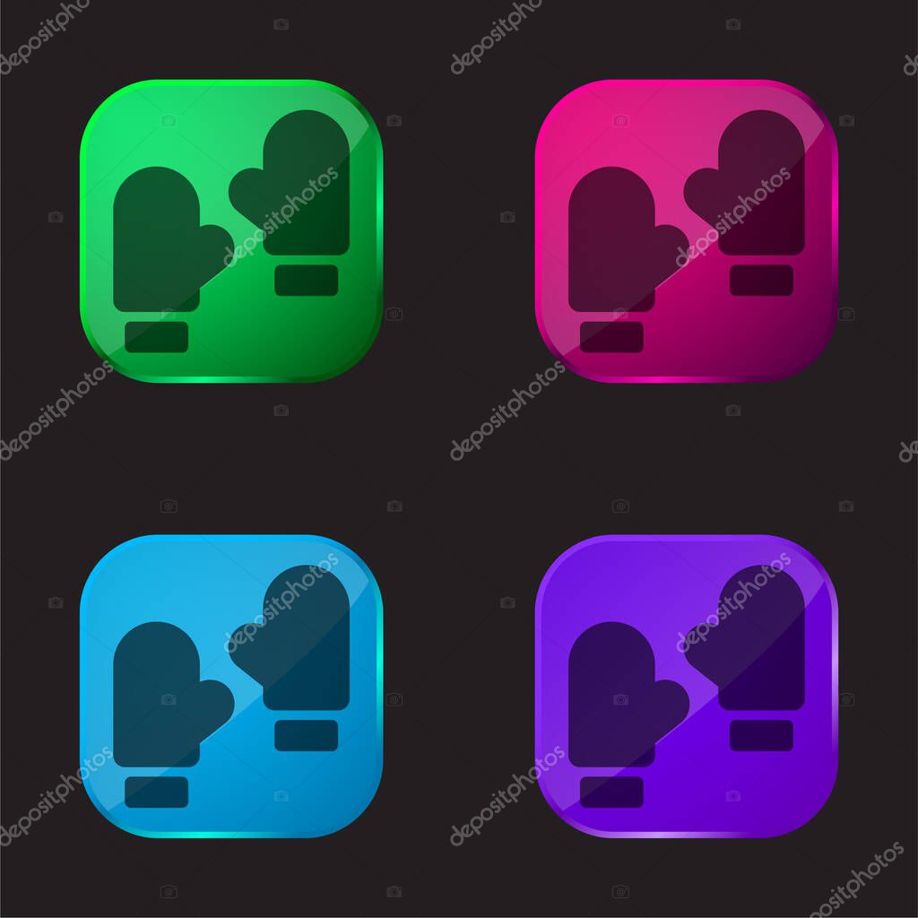 Boxing four color glass button icon