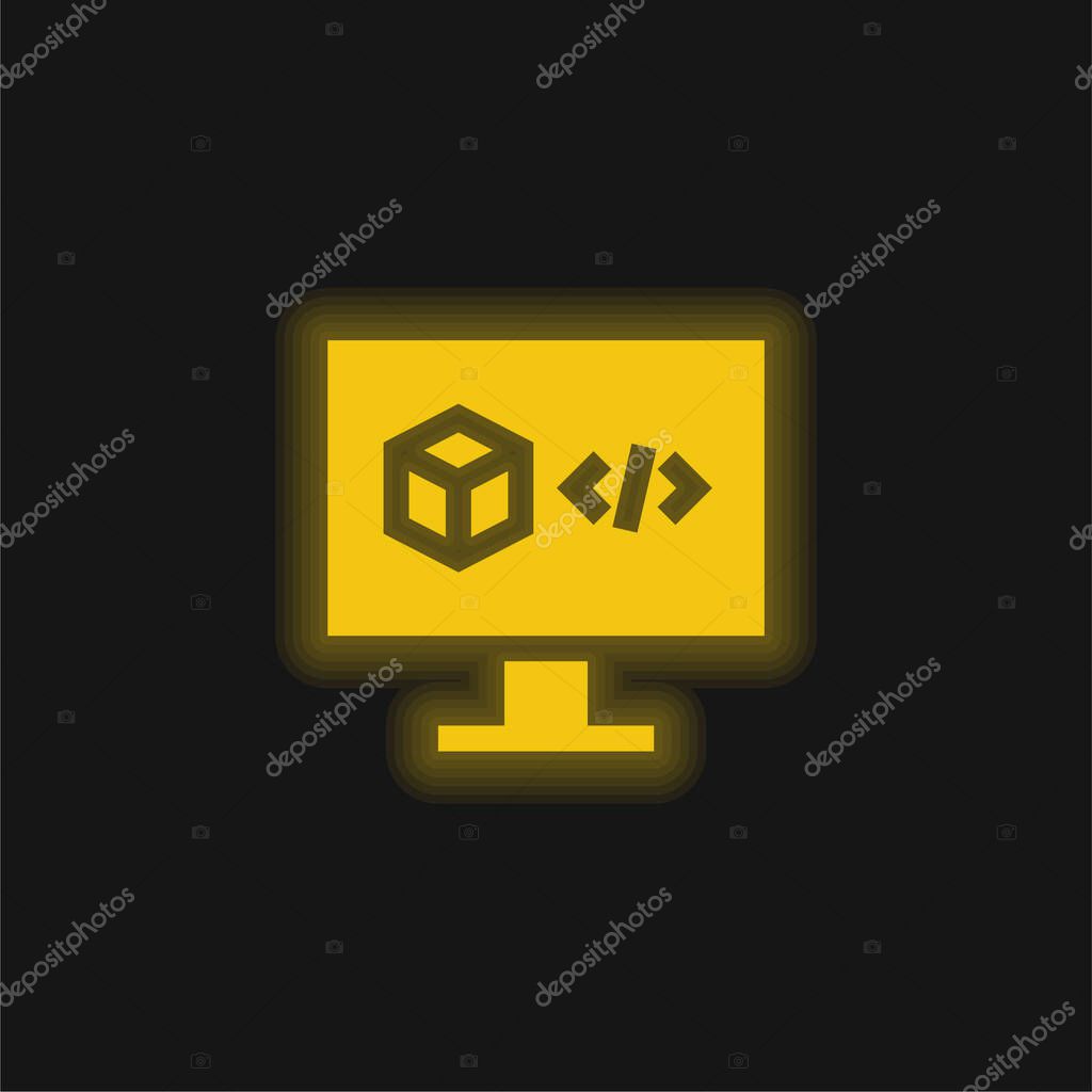 3d Printing Software yellow glowing neon icon