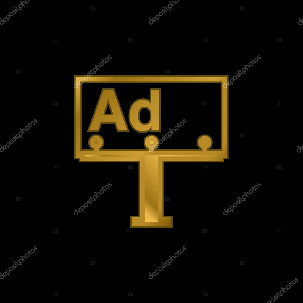 Billboard gold plated metalic icon or logo vector