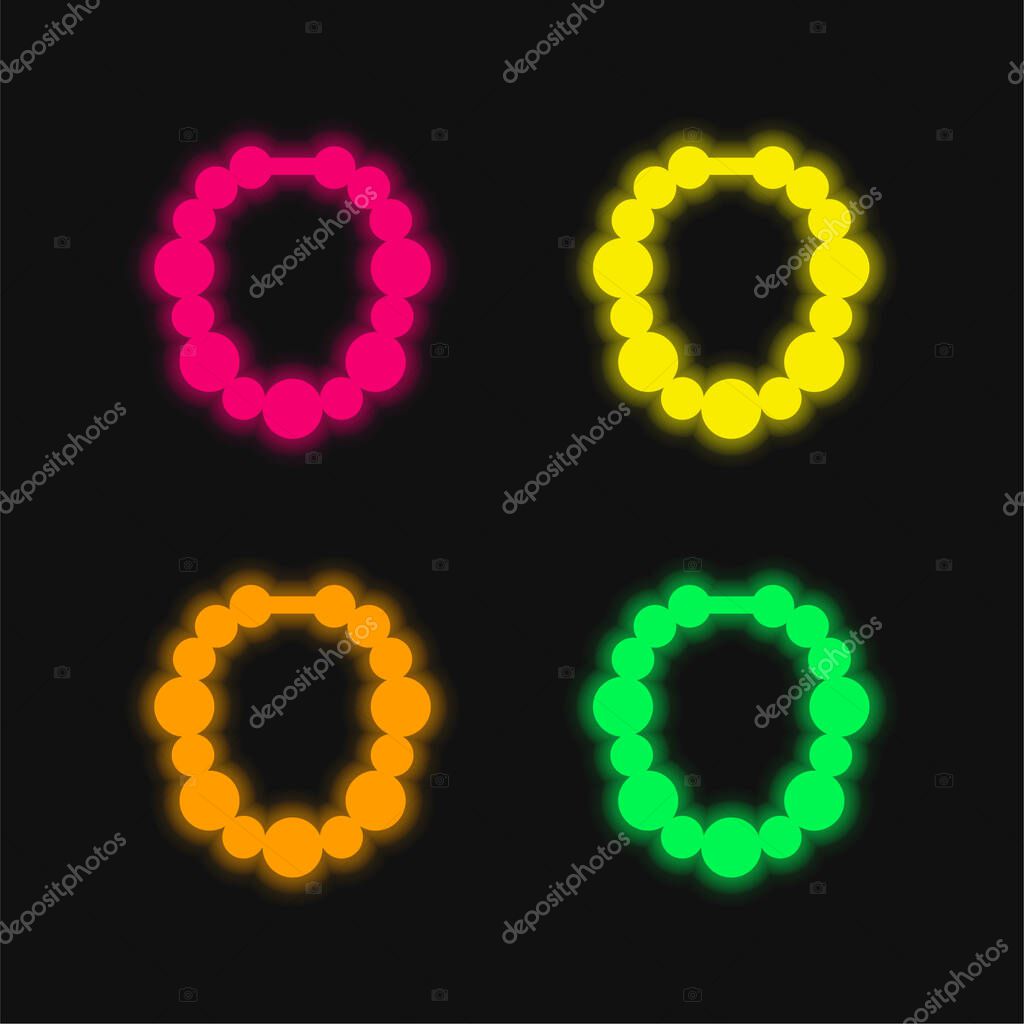 Beads four color glowing neon vector icon