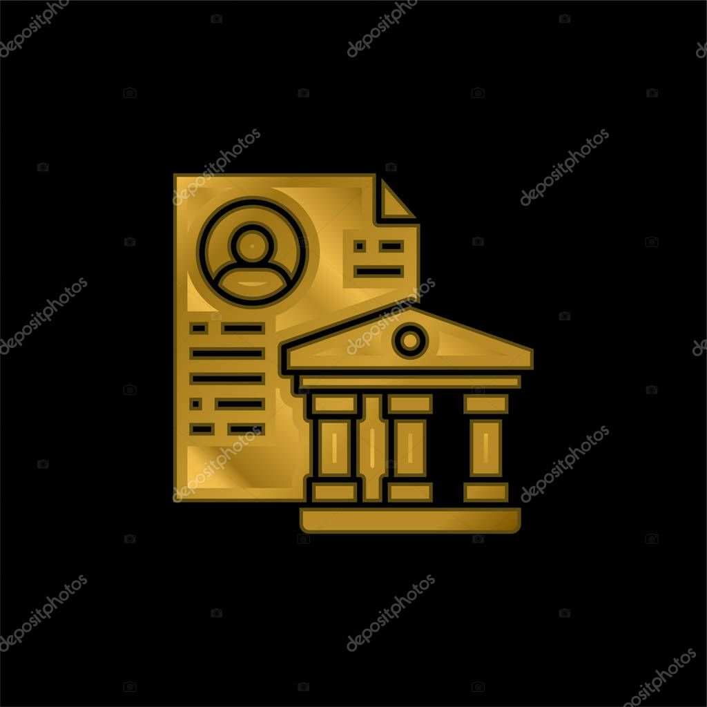 Bank gold plated metalic icon or logo vector