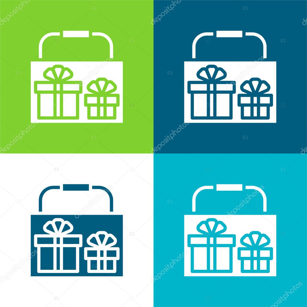 Bag Flat four color minimal icon set