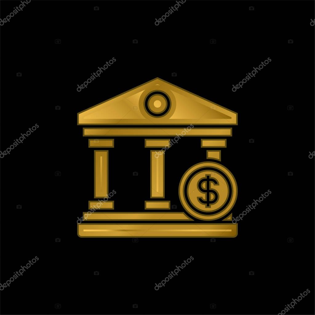 Bank gold plated metalic icon or logo vector