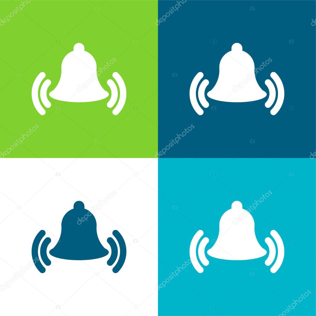 Alarm Bell Ringing Flat four color minimal icon set