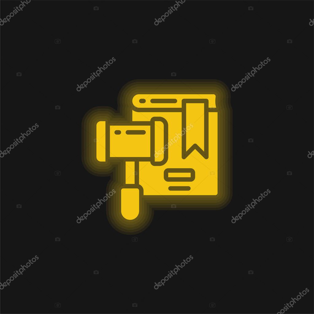 Auction yellow glowing neon icon