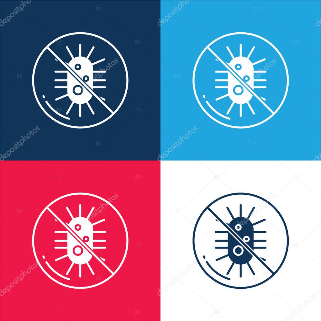 Bacteria blue and red four color minimal icon set