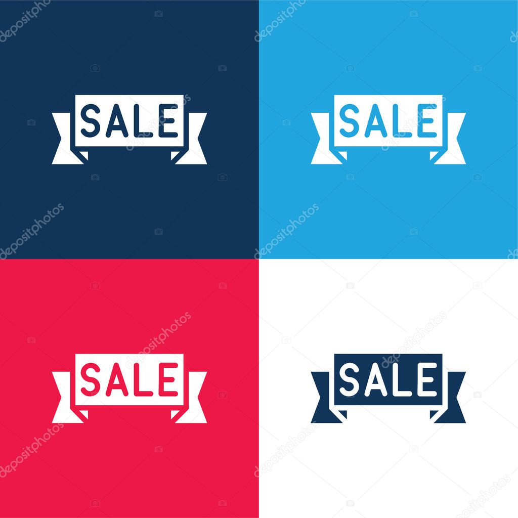 Black Friday blue and red four color minimal icon set