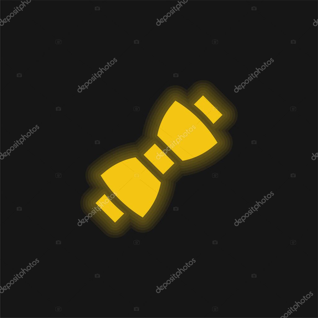 Bow Tie yellow glowing neon icon