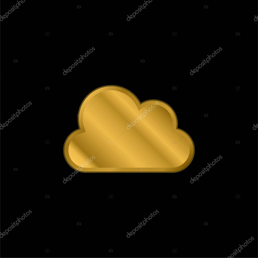 Big Cloud gold plated metalic icon or logo vector