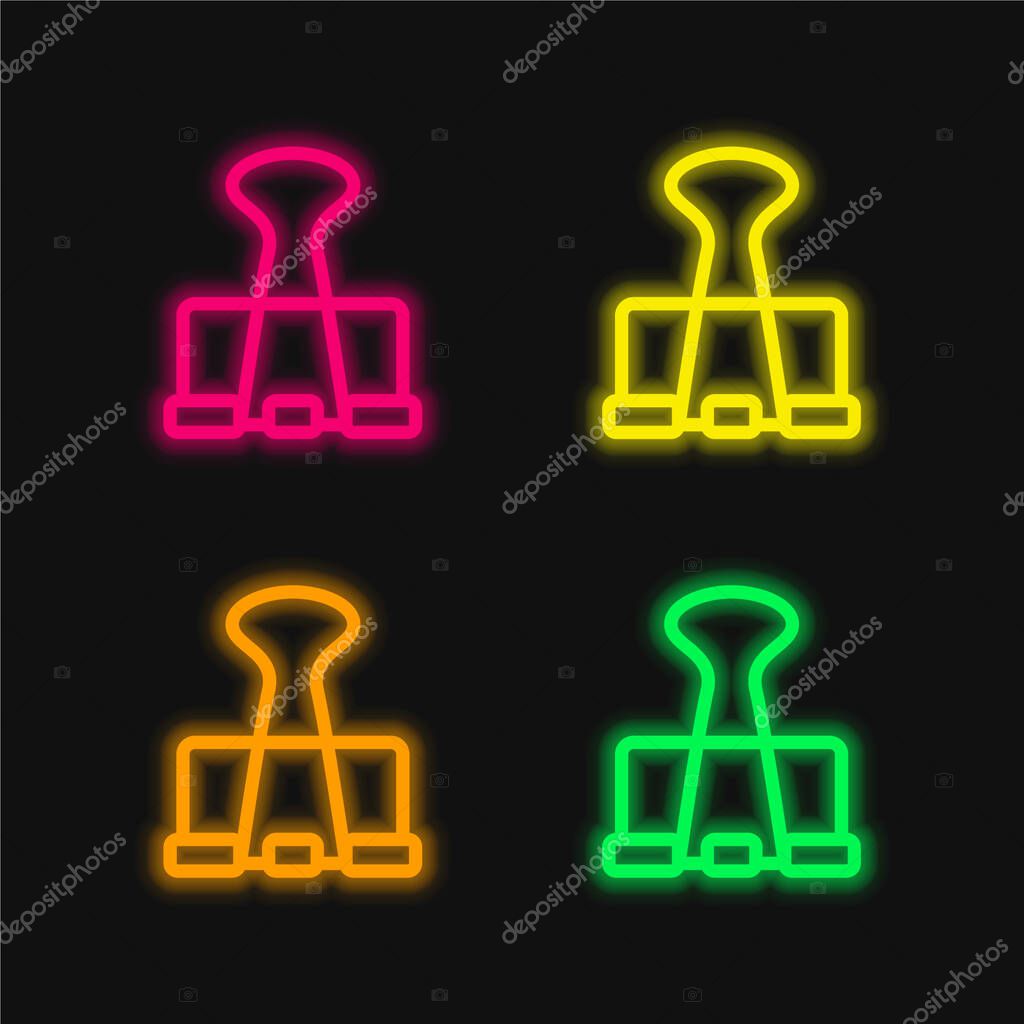 Big Clip four color glowing neon vector icon