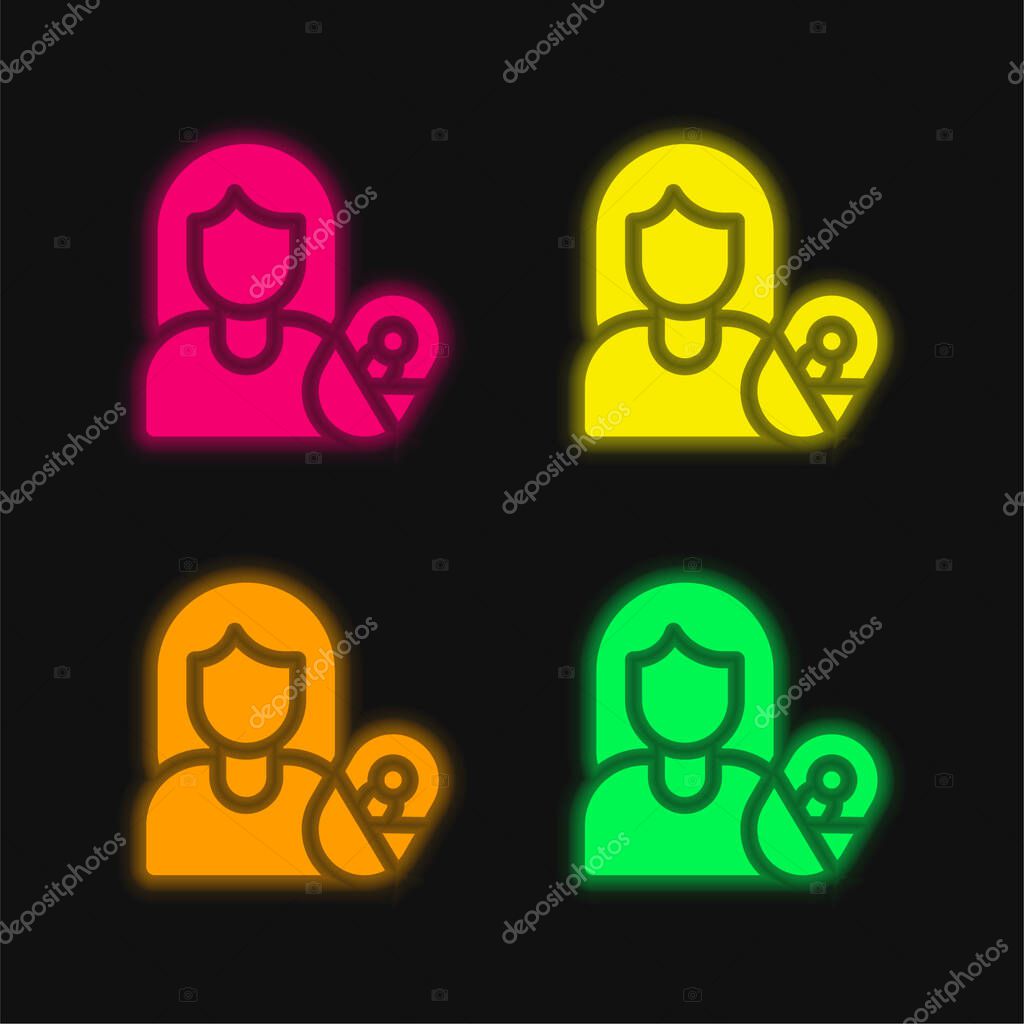 Adoptive Mother four color glowing neon vector icon