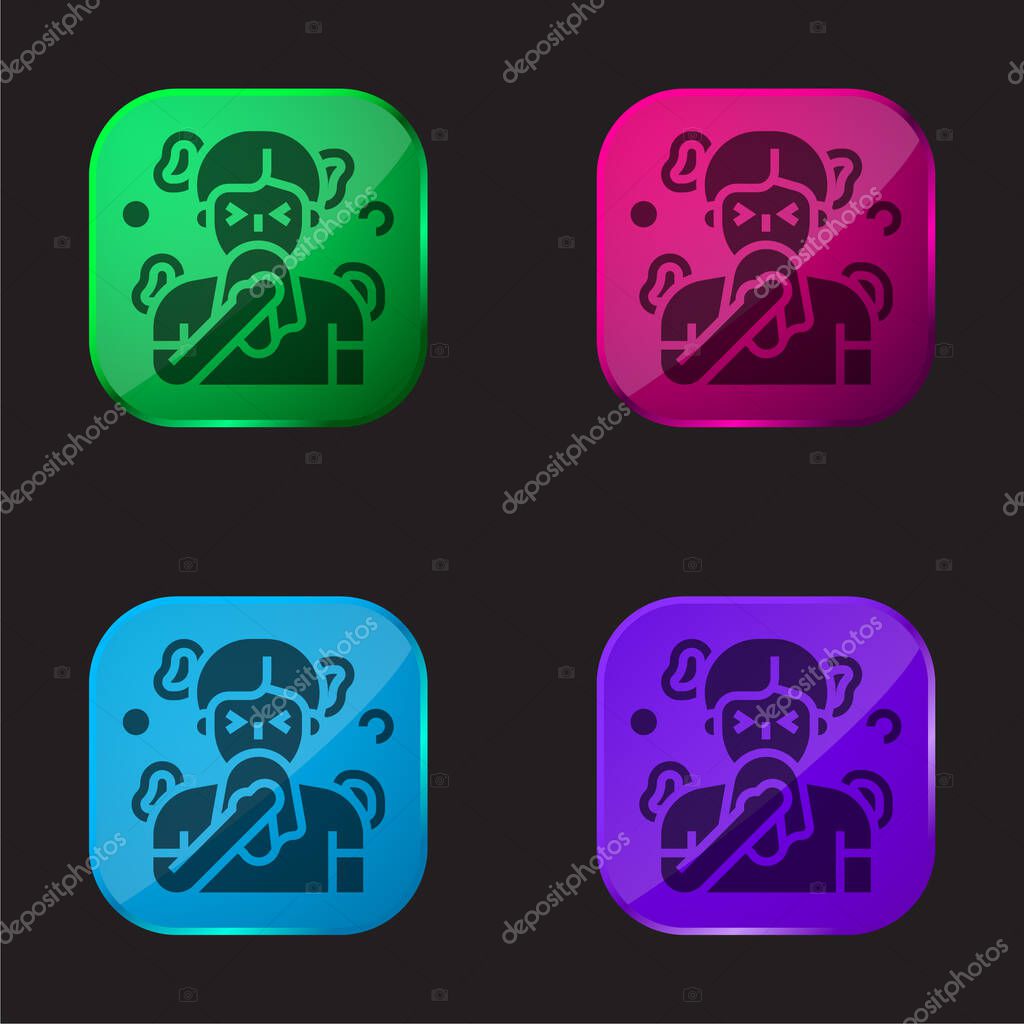 Antihistamines four color glass button icon
