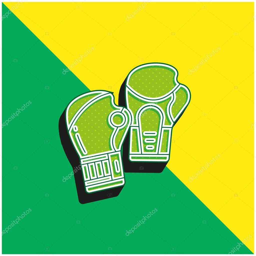 Boxing Gloves Green and yellow modern 3d vector icon logo