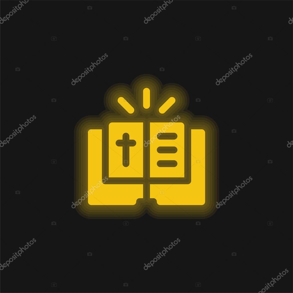 Bible yellow glowing neon icon