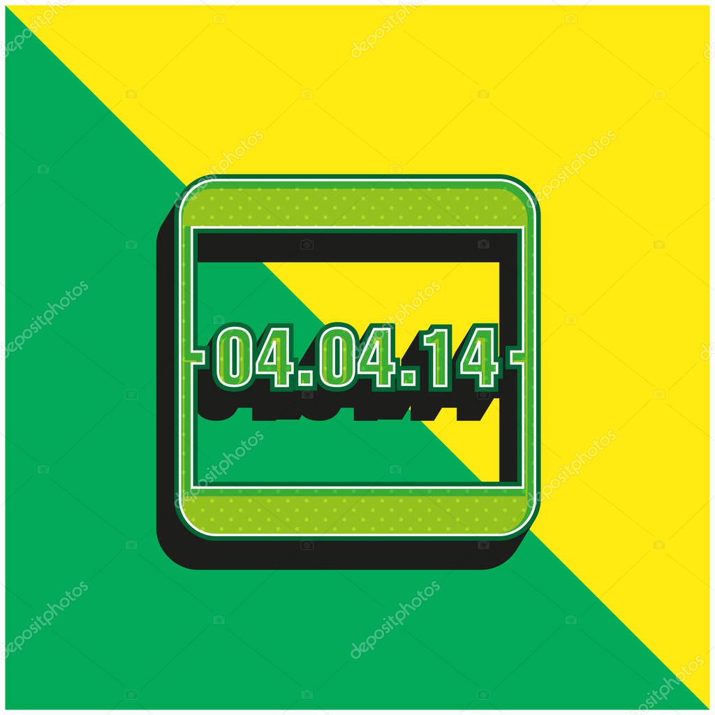 April 4 Of 2014 Event Calendar Page Green and yellow modern 3d vector icon logo