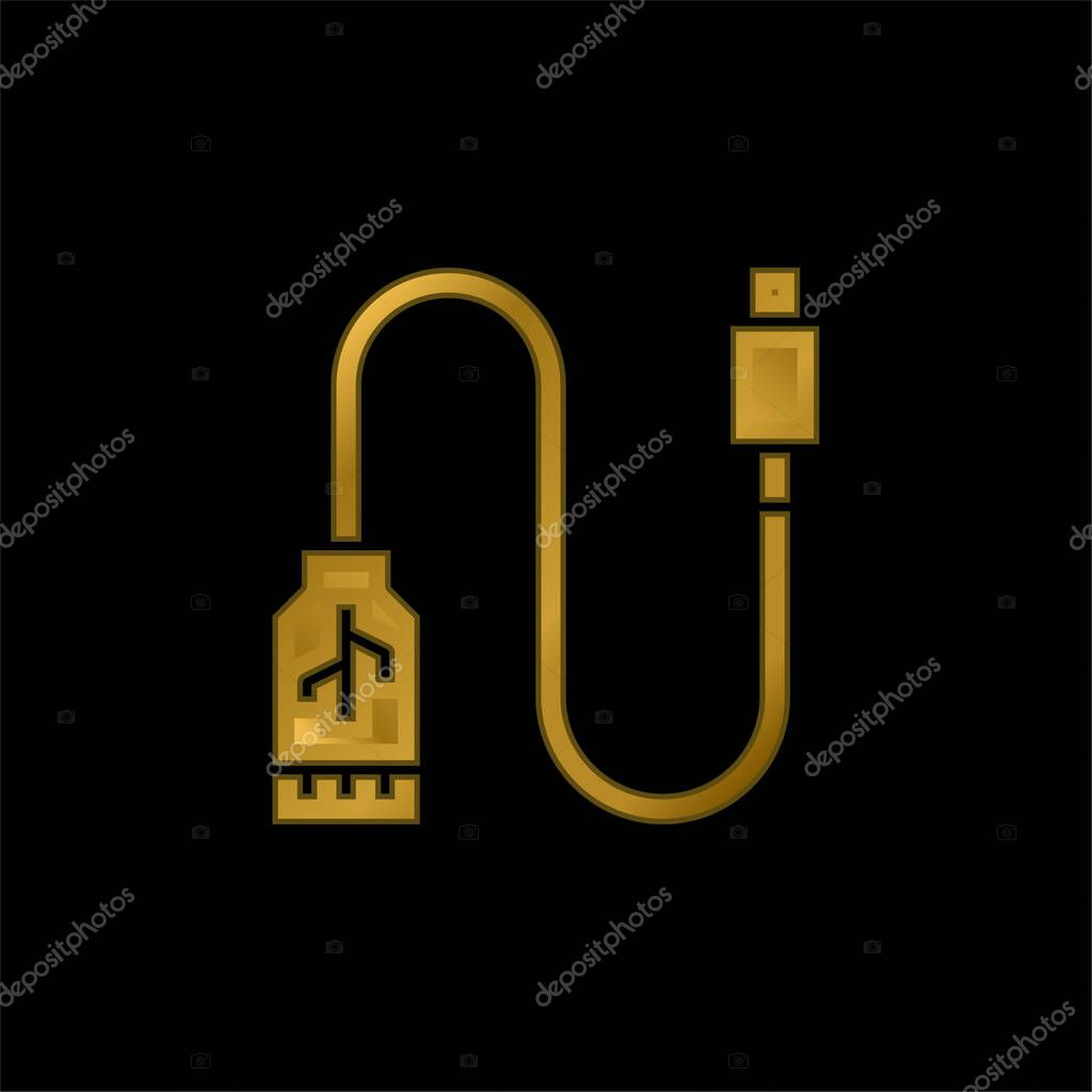 Adapter gold plated metalic icon or logo vector