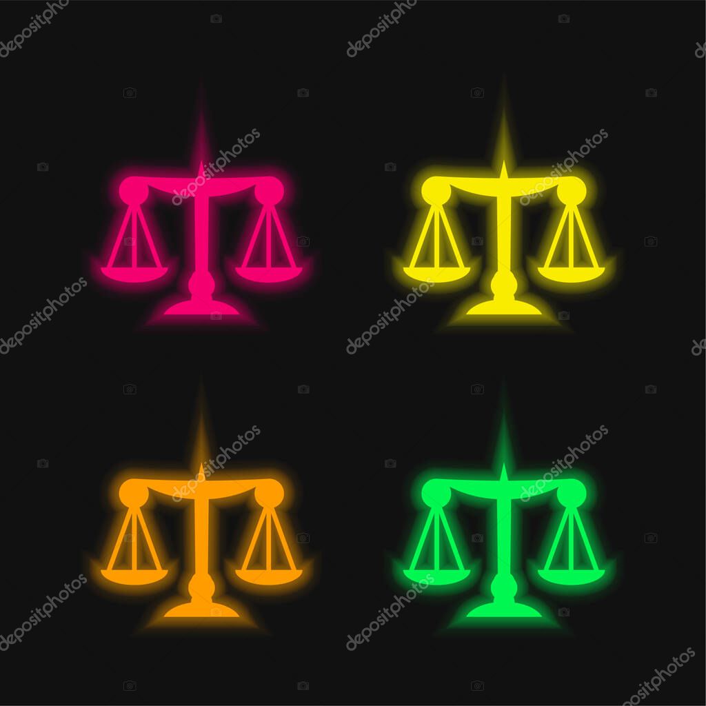Balance four color glowing neon vector icon